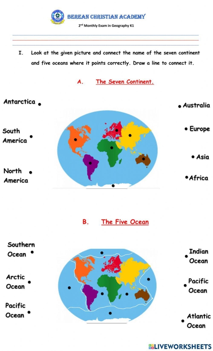 Fourth grade students cut and paste the seven continents onto a blank globe in this geography worksheet 17