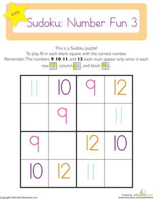 Colorful Paint by Number Sudoku 3 worksheet designed for fourth graders to enhance their counting skills