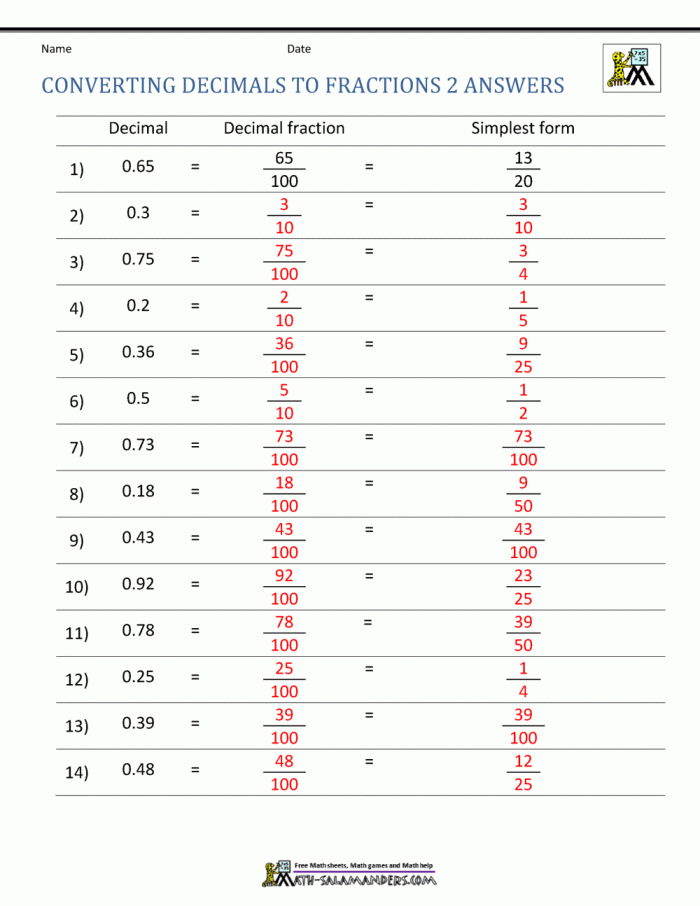 Decimals to Fractions worksheet for fourth graders focusing on equivalence between decimals and fractions. Image 7 illustrating a decimal selection activity.