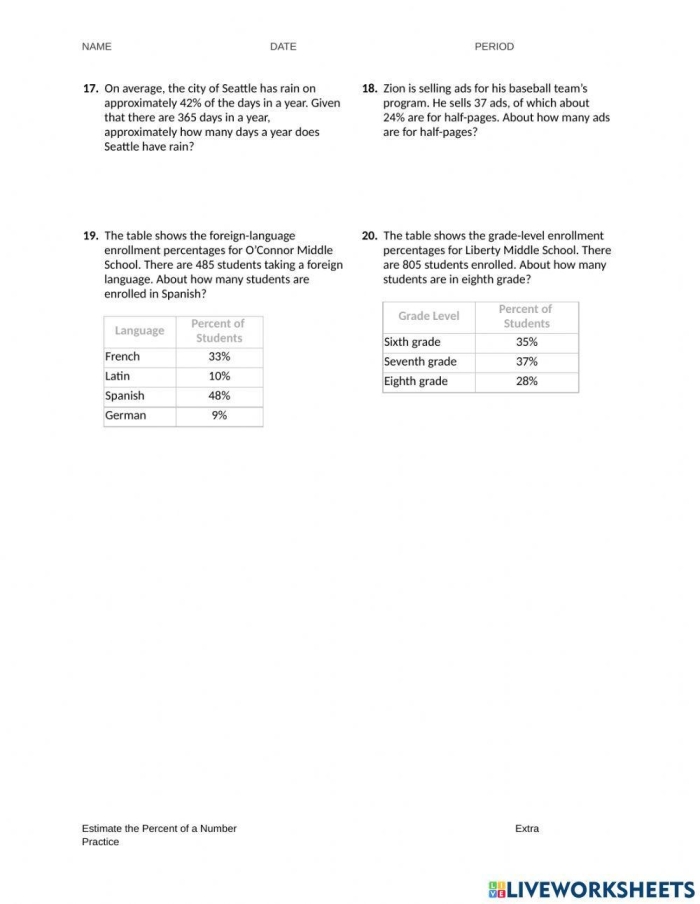 Fourth grade physical science worksheet for practicing decimal rounding and percent conversion