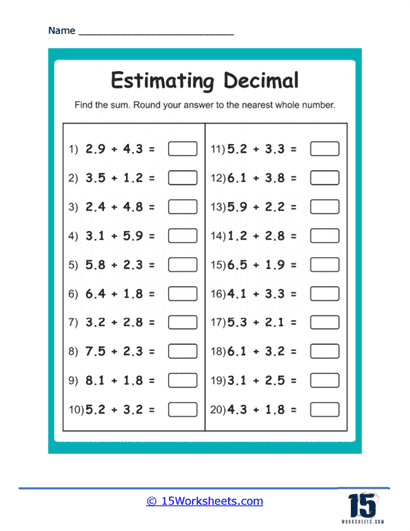Fourth grade math worksheet for rounding decimals and converting them to percents in physical science