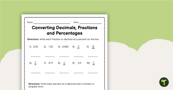 Converting Decimals to Percents Practice Sheet 16 Fourth grade math worksheet for converting decimals to percents