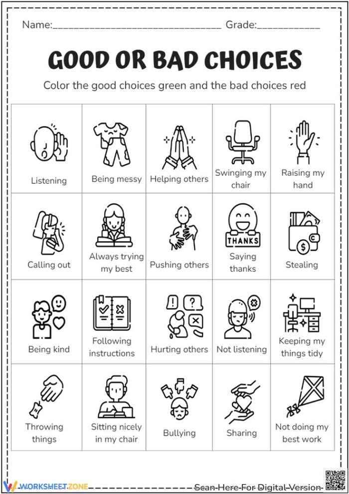 Tough Choices Letter worksheet for fourth grade grammar and mechanics practice number 24 Fourth grade student writing a thoughtful letter about personal decisions on a Tough Choices Letter worksheet