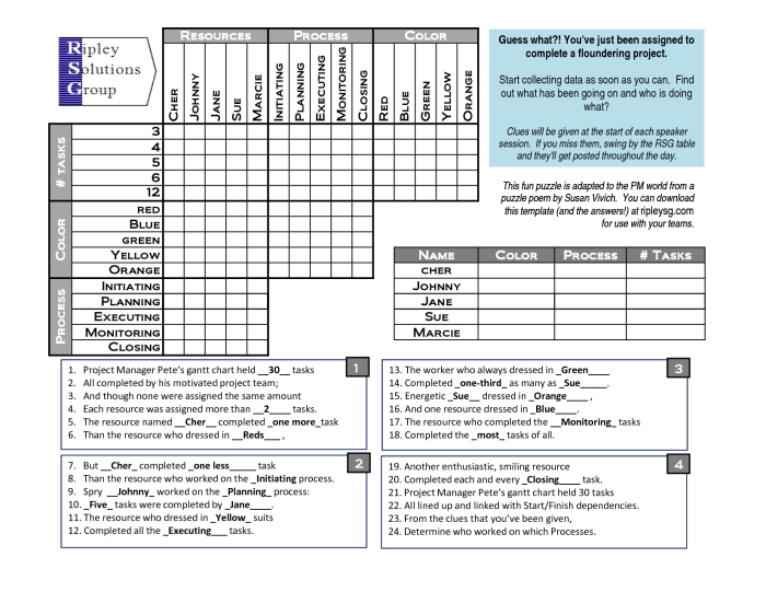 Logic Problem Worksheet 2 Numbers and Counting Challenge Fourth grade student completing a logic problem worksheet with a detective theme