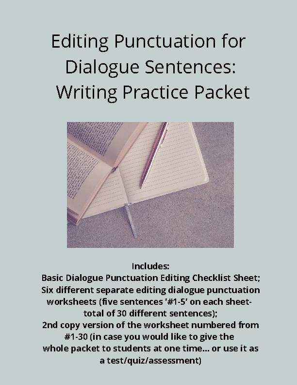 Worksheet for practicing punctuation in dialogue for fourth graders