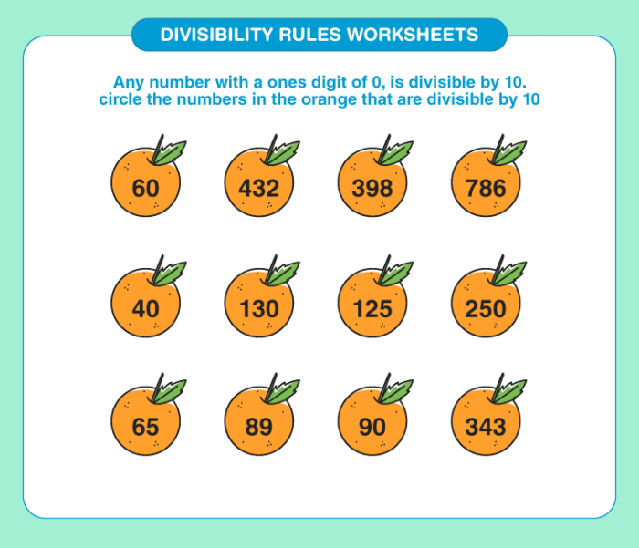 Fourth grade students learning divisibility rules with examples to complete on a practice worksheet