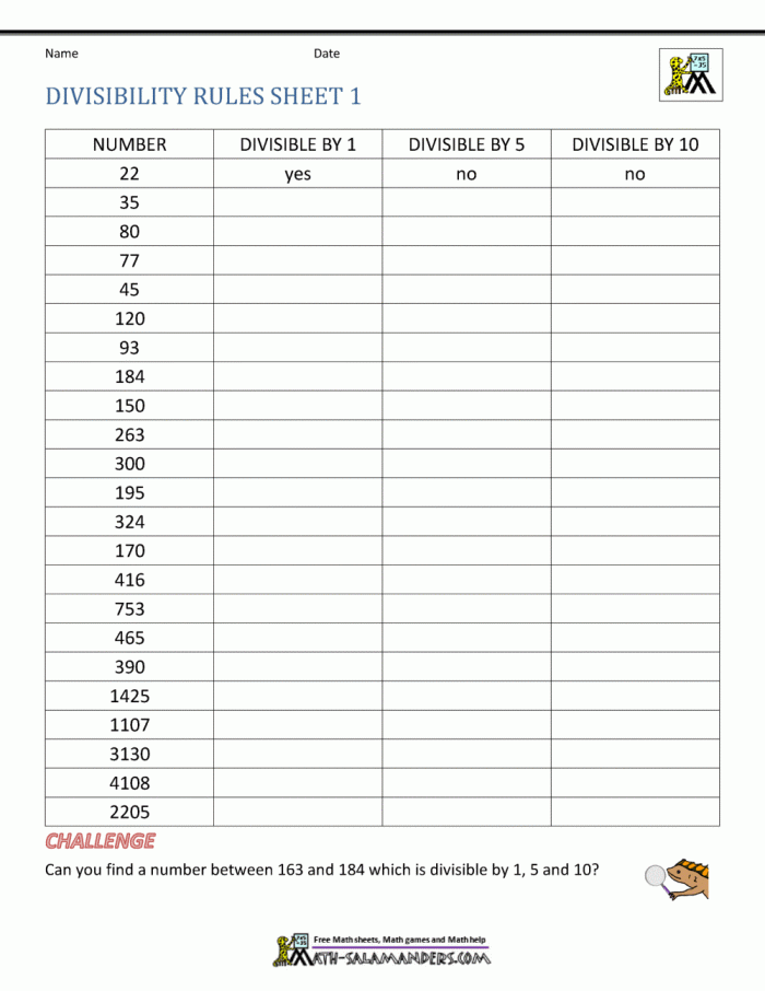 Fourth grade students practicing math skills with a fill-in-the-blank worksheet about divisibility rules