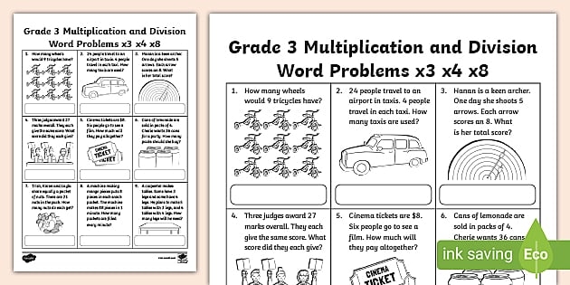 Fourth grade life science division challenge level 3 worksheet featuring math problems