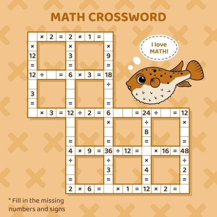 Division crossword worksheet designed for fourth graders to practice their division skills