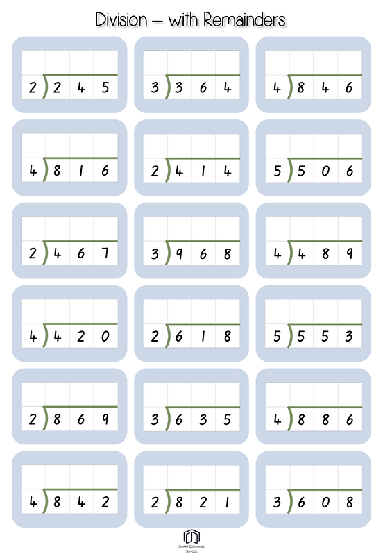 Dividing with Remainders Worksheet - Image 23 Worksheet for practicing division with remainders for fourth graders