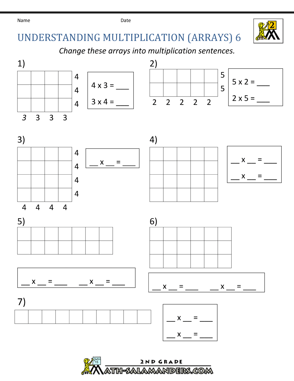 Mammoth Multiplication Problems: Double Digit by Single Digit Practice Sheet 8 Fourth grade math worksheet showing double digit multiplication problems with single digits for decimal practice