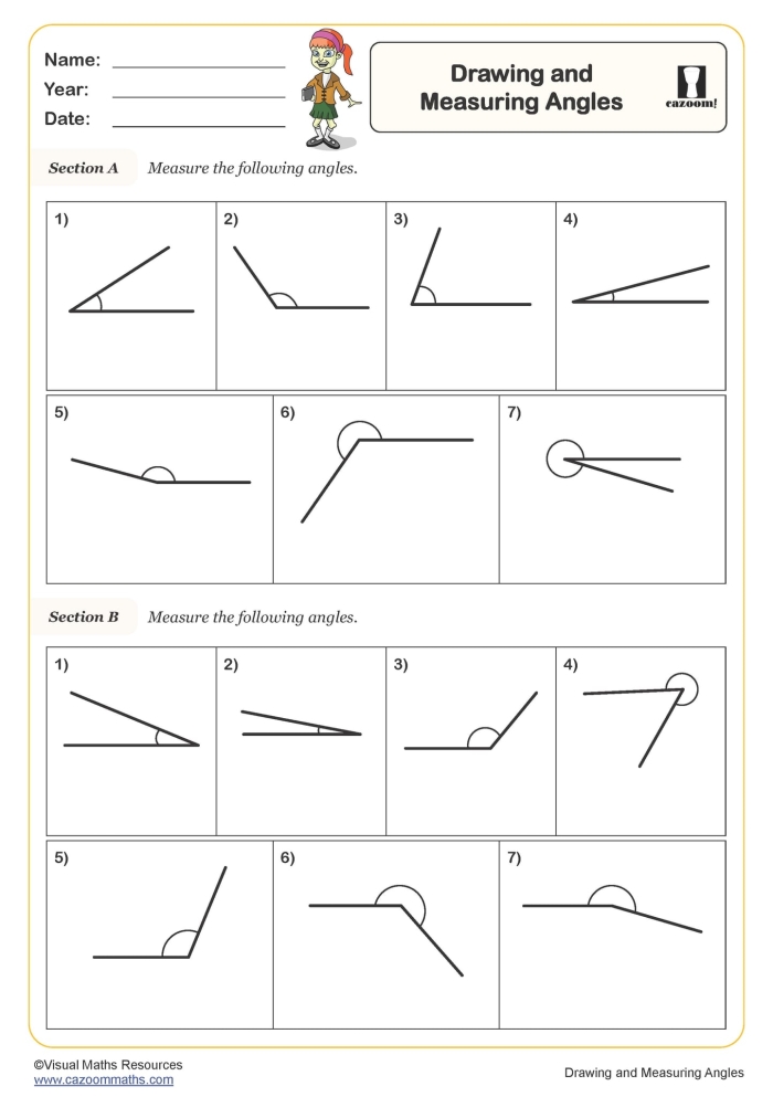 Creative Drawing Angles Worksheet for Fourth Graders Worksheet for drawing angles and shapes in a fourth-grade geometry challenge