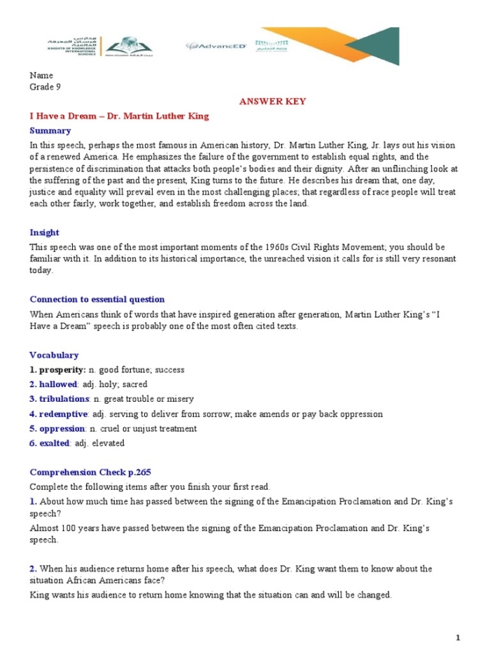 Dr. King's "I Have a Dream" worksheet for fourth graders, featuring excerpts and a drawing activity. Engaging two-page activity to inspire students through Dr. King's vision.
