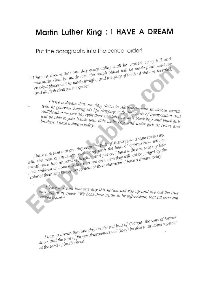 A two-page worksheet focusing on Dr. King's "I Have a Dream" speech for fourth graders. Engaging activity encouraging students to read excerpts and illustrate their reflections.