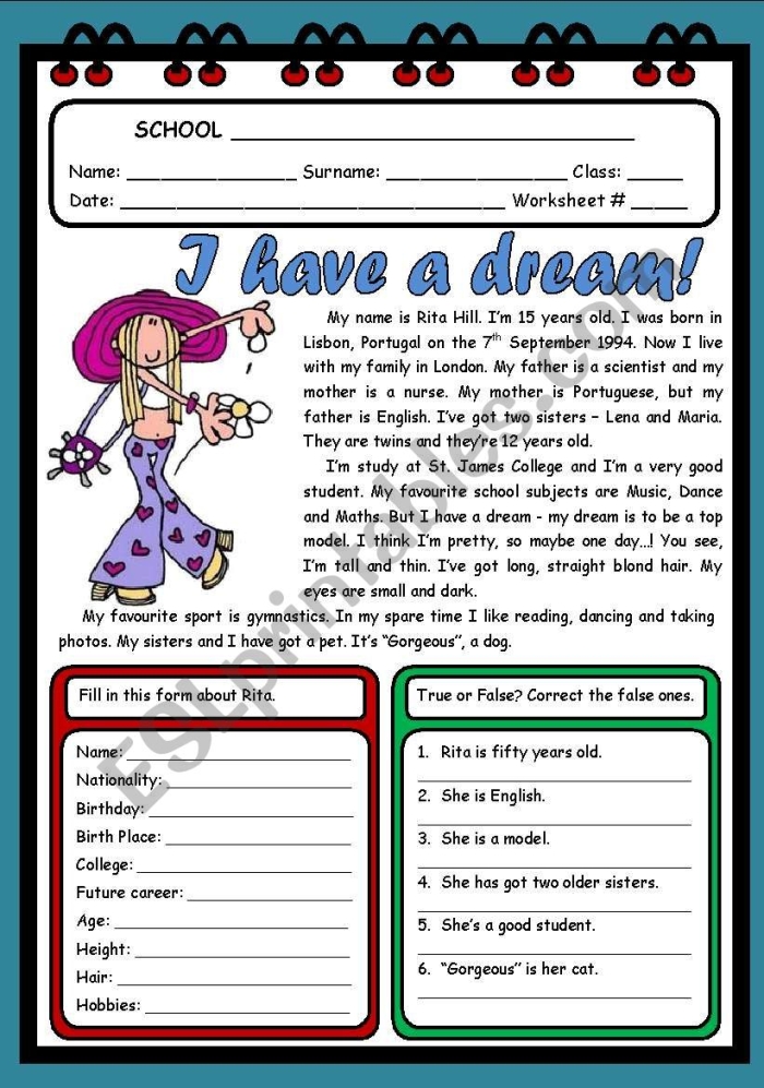 A two-page worksheet featuring excerpts from Dr. King's "I Have a Dream" speech for fourth graders. Worksheet image illustrating Dr. King's inspiring vision and encouraging reflection through drawing.