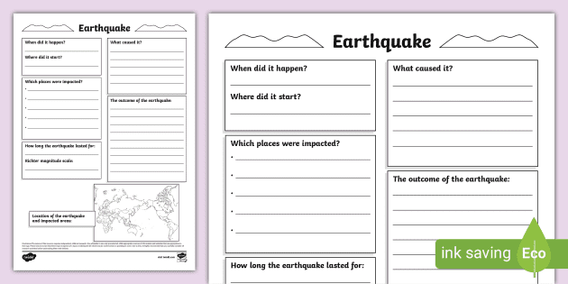 Fourth grade students learning about earthquakes through text features and visual elements in an educational worksheet