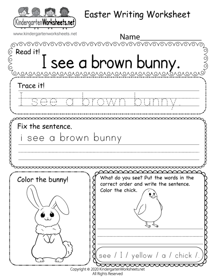 Easter worksheet featuring a reflective writing prompt for fourth graders on showing love to friends and family