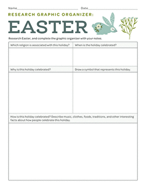 Research graphic organizer for Easter worksheet designed for fourth graders
