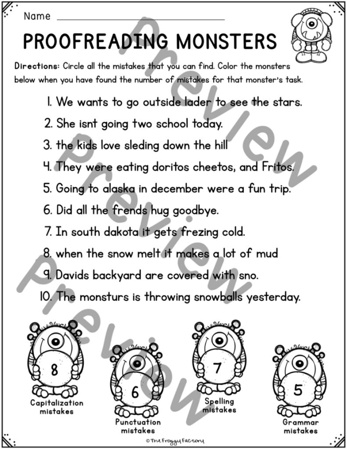 Image showcasing an Editing and Revision Practice worksheet for fourth graders Fourth grade students practicing editing and revision skills on a subtraction worksheet