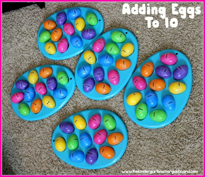 Fourth grade math addition worksheet with egg-themed coloring activity for practicing addition facts