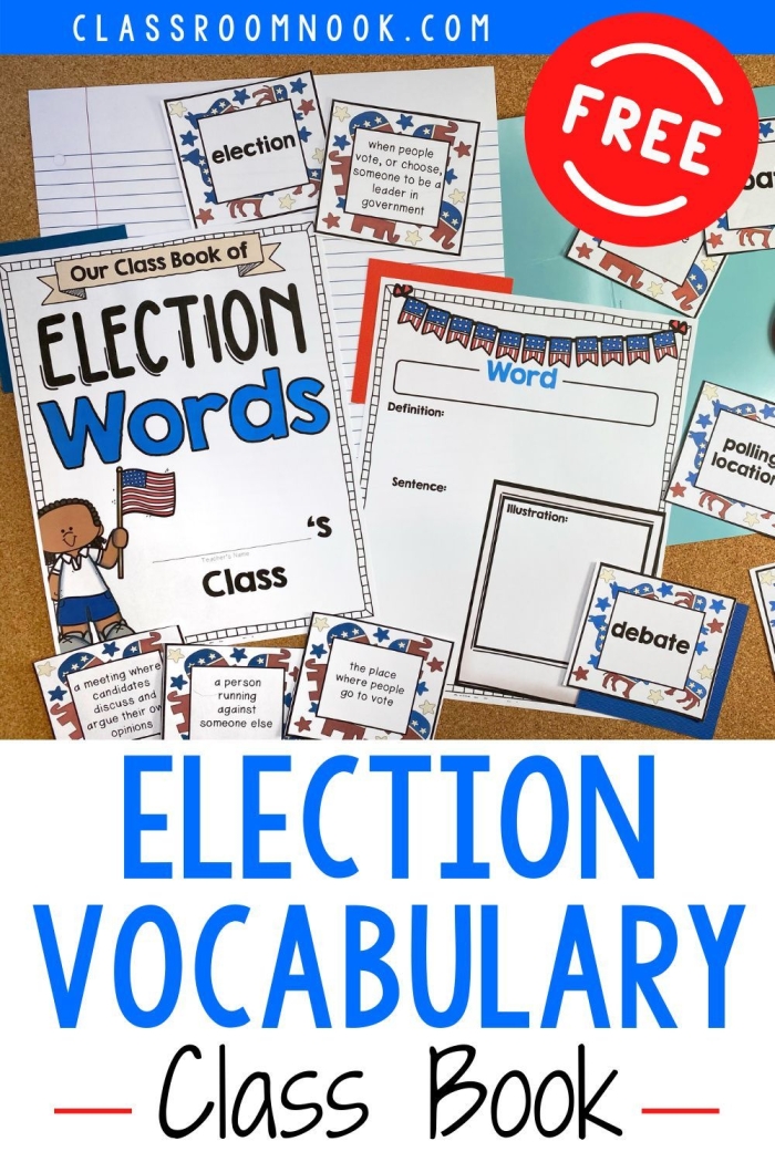 History worksheet for Fourth Grade Election Vocabulary worksheet for fourth graders featuring a matching activity. Interactive patriotic exercise for students to demonstrate understanding of election terms.