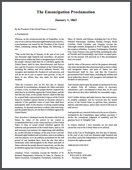 Educational resource for reviewing key concepts related to the Emancipation Proclamation Worksheet featuring exercises on the Emancipation Proclamation for fourth graders
