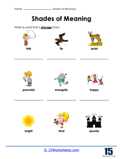 Fourth grade students exploring synonyms and emotions by drawing expressive emojis on a shades of meaning vocabulary worksheet