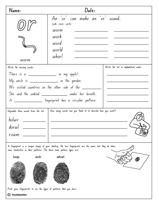 Fourth grade spelling worksheet focused on mastering words with the er sound