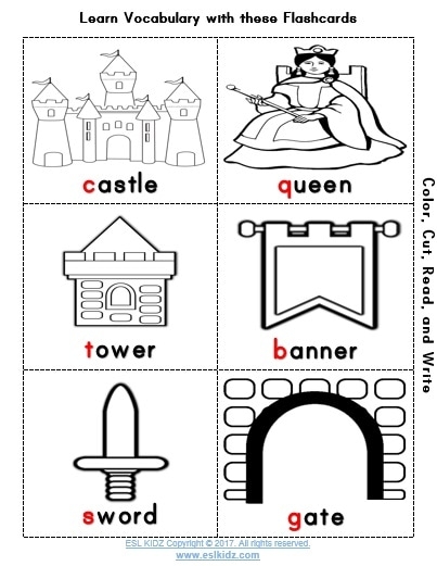 Fourth grade students using an Escape the Castle vocabulary worksheet to solve word puzzles