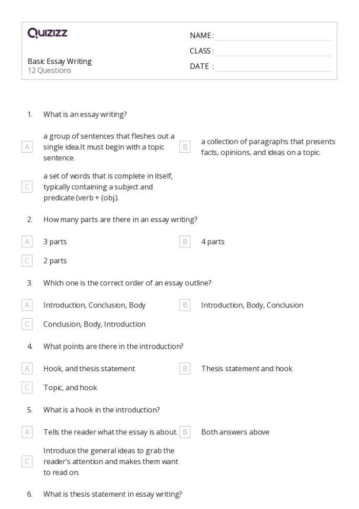 Write Your Essay worksheet for fourth grade writing practice 24 Fourth grade student using a structured guide to learn essay writing and paragraph organization