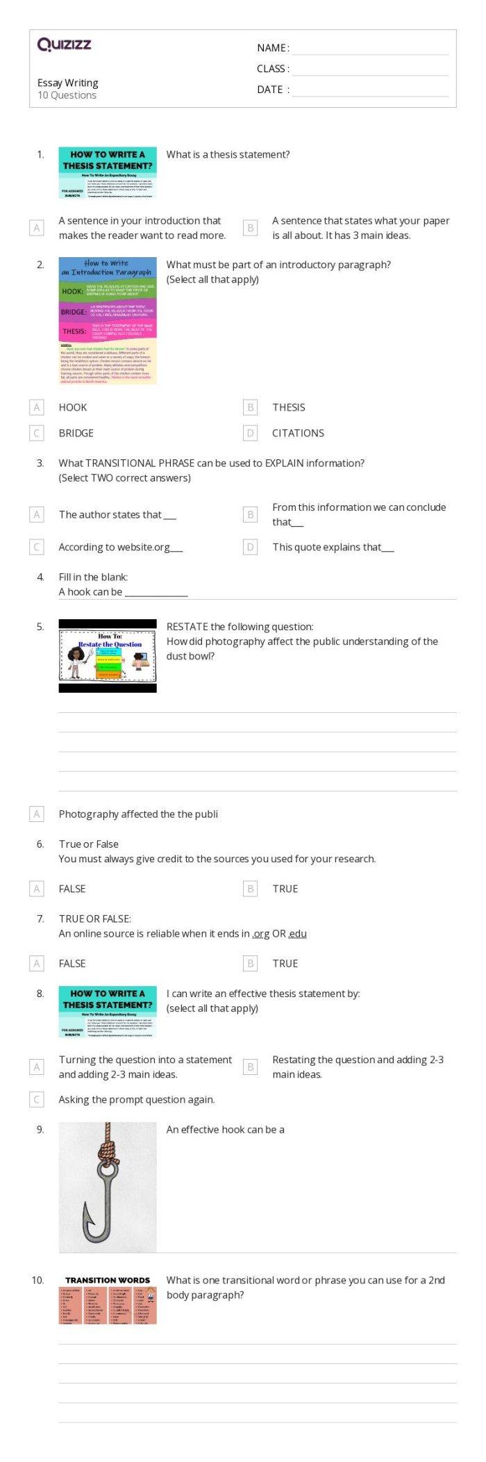 Write Your Essay worksheet for fourth grade writing practice 17 Fourth grade students using a guided worksheet to structure their essay paragraphs