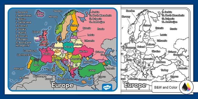 Explore iconic European destinations with this engaging worksheet image Colorful Europe map highlighting major cities for fourth graders