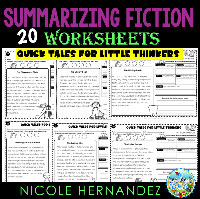 Simple Fiction Summary Worksheet Activity for Fourth Grade Addition Fourth grade student completing a Simple Fiction Summary worksheet using the Somebody Wanted But So Then method