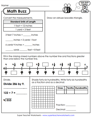 Math Mixed Review Part 1 Flying Through Fourth Grade worksheet image 8 showing fourth grade math practice problems Fourth grade math mixed review worksheet with flying theme featuring subtraction, prime numbers, and geometry problems for skill assessment