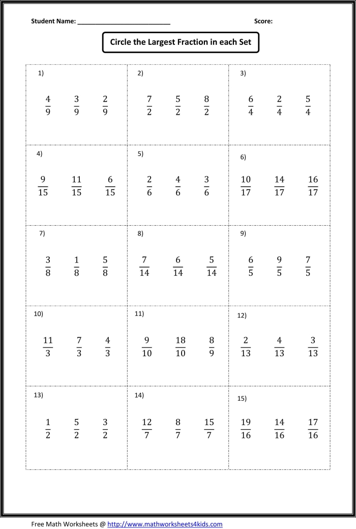 Practicing Fractions Largest to Smallest Worksheet 18 Fourth grade students organizing fractions from largest to smallest on a colorful geometry worksheet