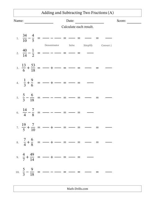 Worksheet for adding fractions designed for fourth graders