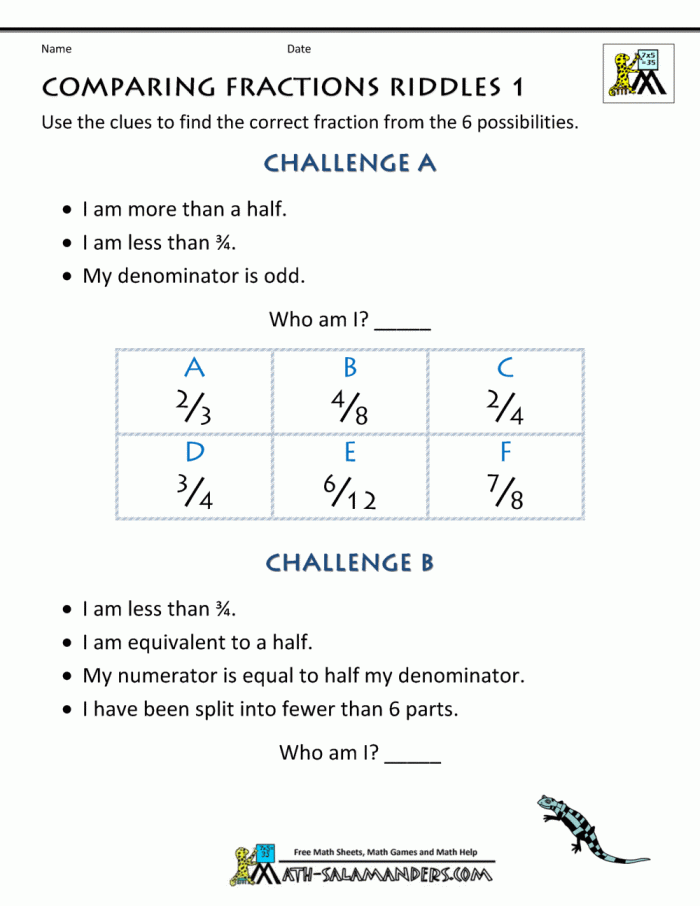 Worksheet for comparing fractions with greater than and less than symbols