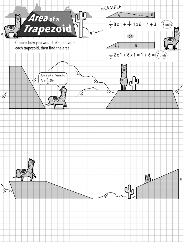 Fourth grade student working on a geometry review worksheet featuring lines angles and shapes