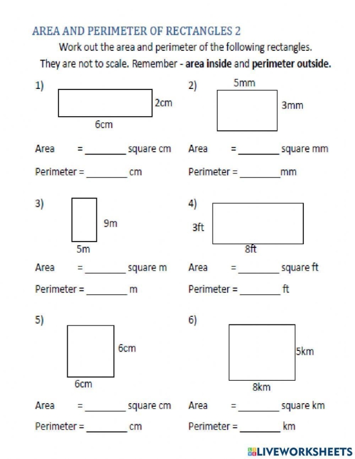 Geometry worksheet for Fourth Grade Worksheet for calculating the perimeter of rectangles, designed for fourth graders studying geometry. Find the Rectangle's Perimeter worksheet to enhance geometry skills.