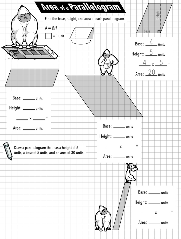 Fourth grade student completing a geometry review worksheet focused on shapes and angles