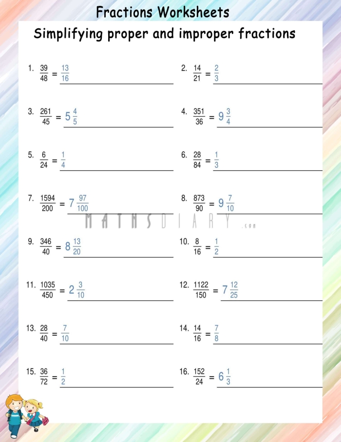 Converting Improper Fractions Worksheet for Grade 4 Activity 3 Fourth grade students practice converting improper fractions into mixed numbers with this engaging coloring activity