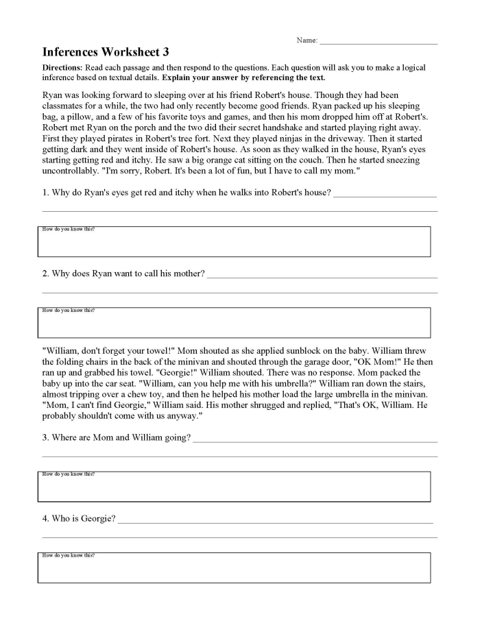 Inferences & Evidence worksheet for fourth grade students Graphic organizer for making inferences while reading fiction or nonfiction texts