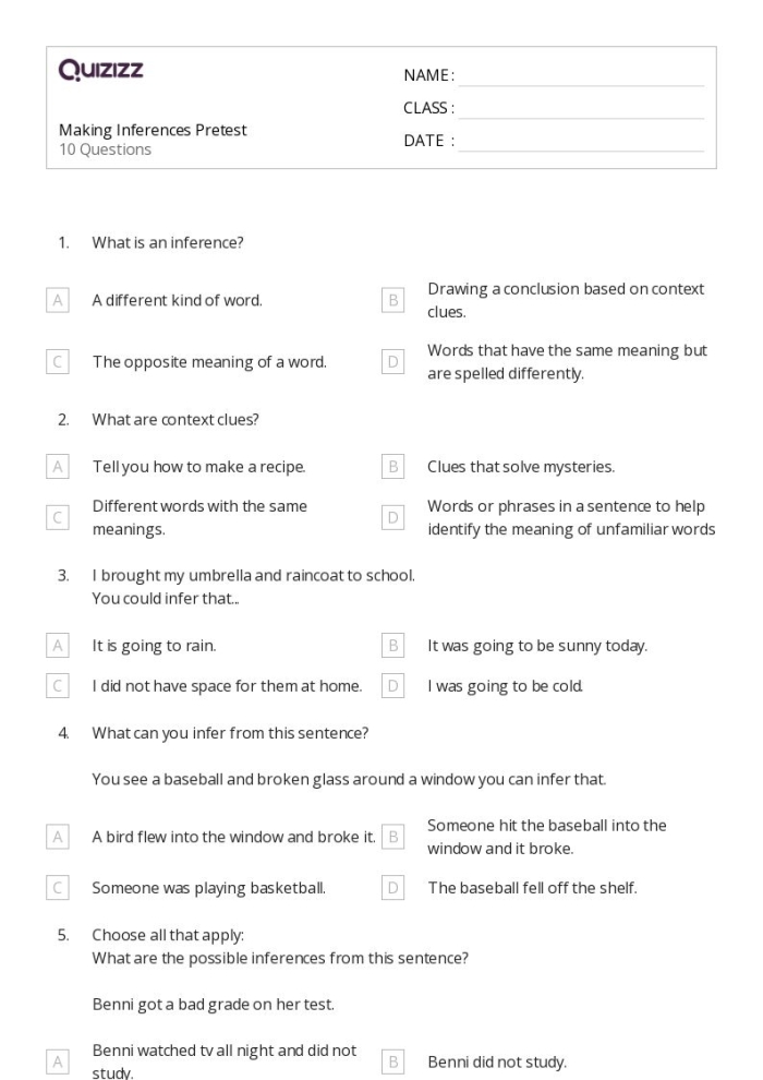 Making Inferences with Fractions Worksheet for Fourth Grade Page 9 Fourth grade students practicing making inferences with fraction word problems on a printable worksheet