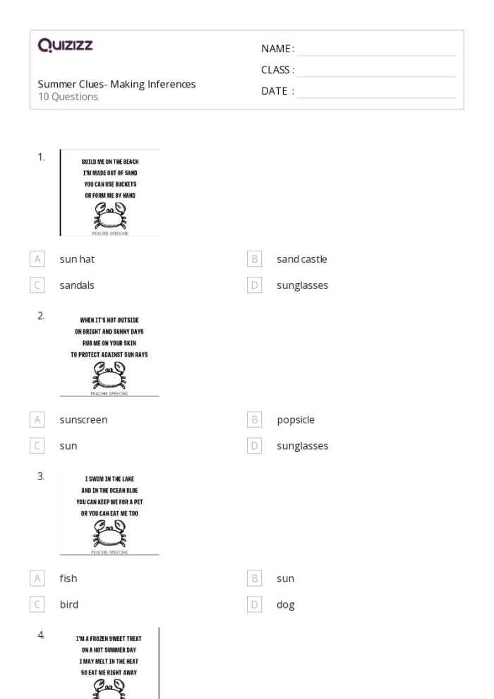 Fourth grade student completing a reading worksheet about making inferences in fiction with text evidence