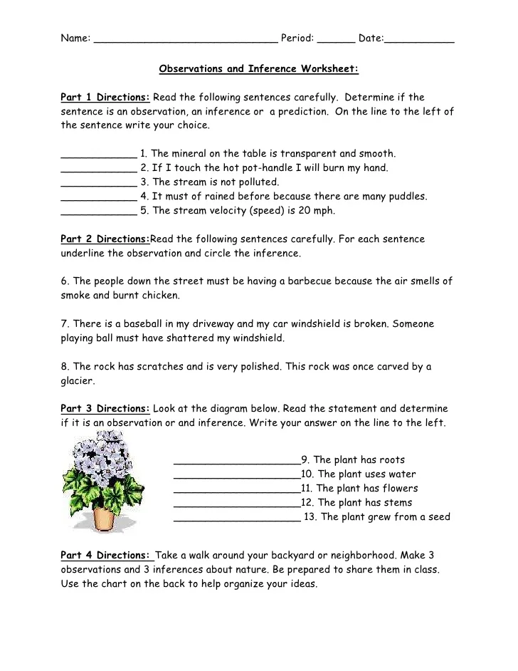 Inferences & Evidence worksheet for enhancing reading comprehension skills Graphic organizer for making inferences while reading fiction or nonfiction texts for fourth graders