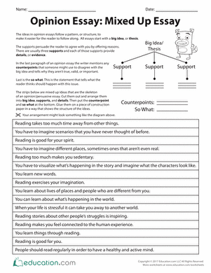 Mixed Up Essay worksheet for engaging essay writing activities Worksheet for organizing an informative essay structure for fourth graders