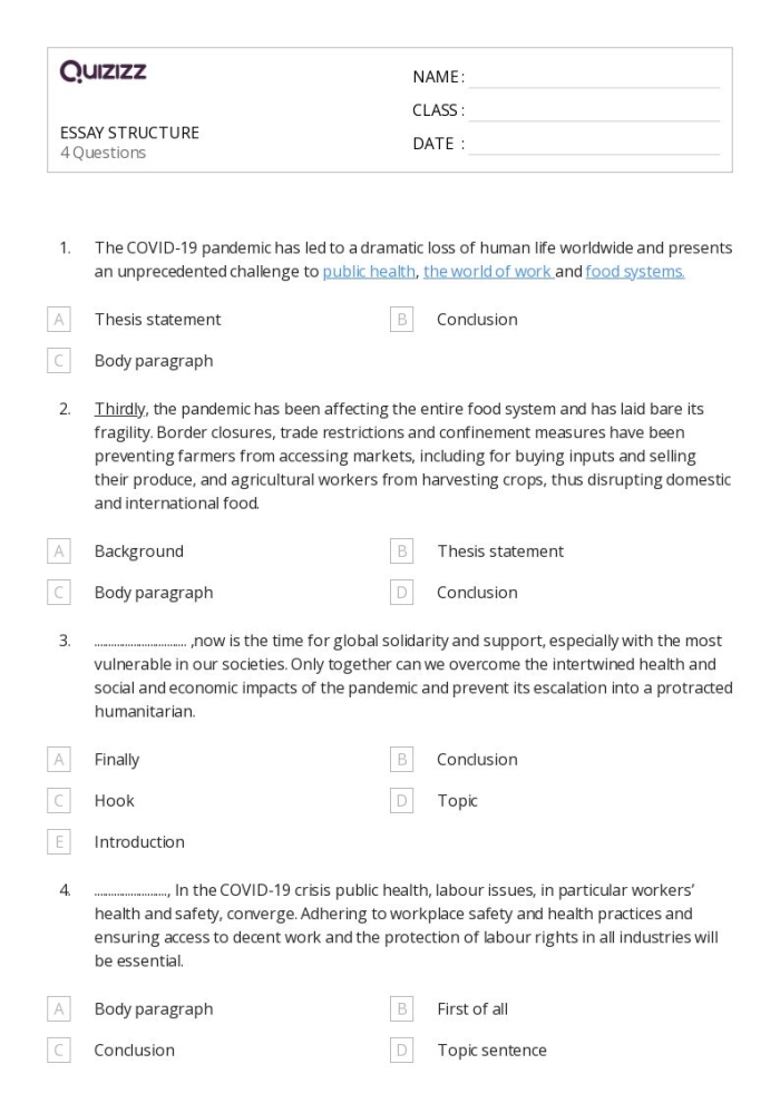Engaging problem-solving activity for fourth graders to outline essays Students working on the Mixed Up Essay worksheet for informative writing