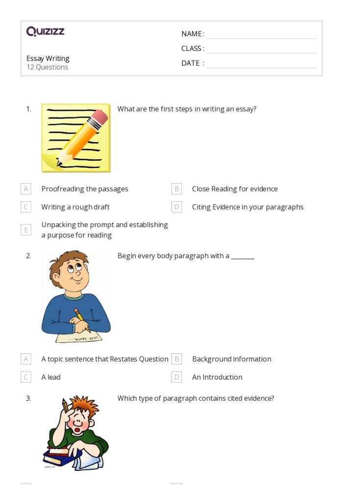 Engaging problem-solving activity for organizing essay skeletons Worksheet for constructing an informative essay in a mixed-up format for fourth graders