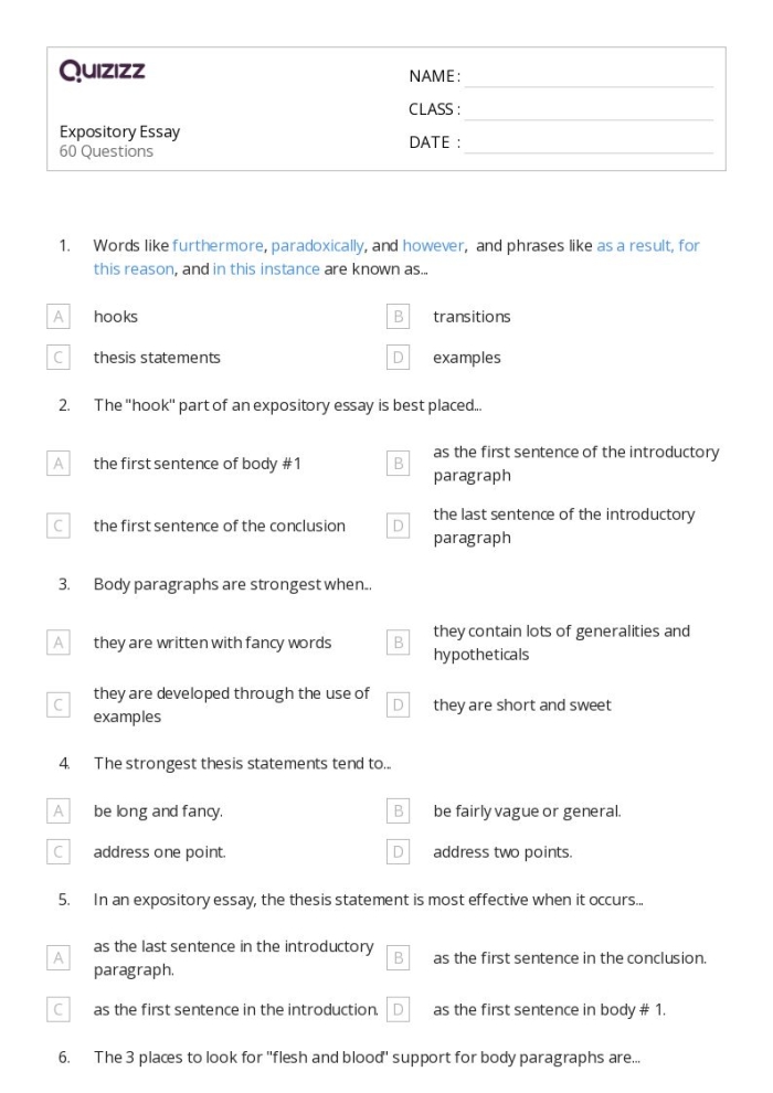 Mixed Up Essay worksheet for engaging essay construction activity Worksheet for organizing an informative essay for fourth graders