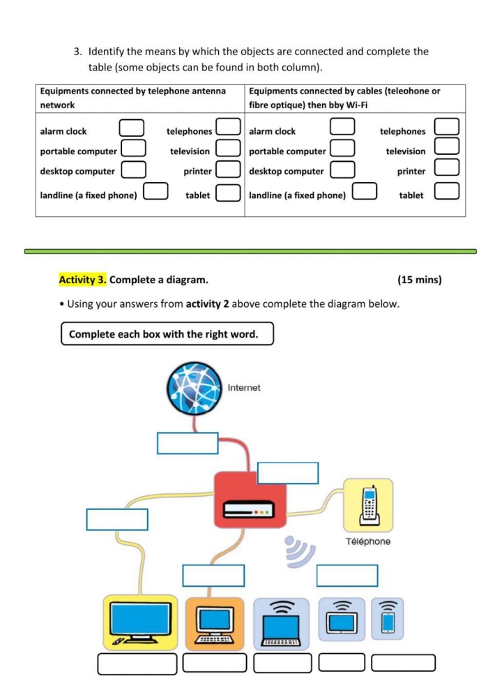 Children exploring how the internet connects globally through ocean cables in a worksheet. Engaging fourth-grade worksheet on how the internet travels across oceans.